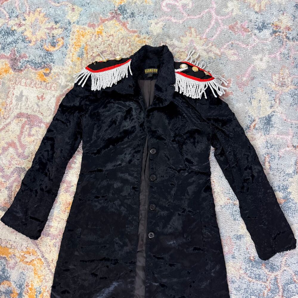 Vintage 90s black crushed velvet embellished jacket - Picture 1 of 6